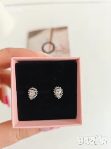 Оригинални нови обици Pandora /Пандора сребърни +кутия и торбичка