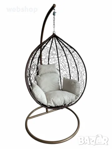 Луксозен Висящ стол за градина, Dajar, Ратан/Метал/Полиестер, снимка 13 - Градински мебели, декорация  - 50343405