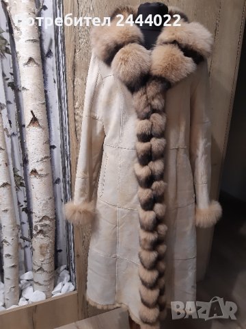 Yves Salomon дамско палто от естествена кожа размер 42, снимка 3 - Якета - 43669031