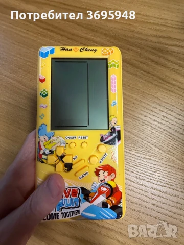 Тетрис игрова конзола BonsMar,голям екран 4.1 инча, Жълт, 8x16см, снимка 2 - Образователни игри - 51091158