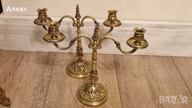 Масивни Френски свещници, Месинг, 2.4кг, снимка 3 - Антикварни и старинни предмети - 43148076