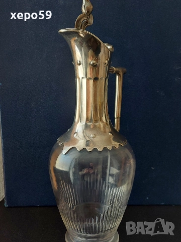 WMF-кана за вино,кристал и посребрен метал 1900г.вместимост 1200мл., 600 лв, снимка 4 - Аксесоари за кухня - 52273013