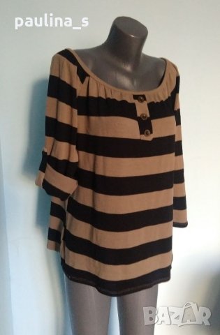 Еластичен пуловер тип туника с дълъг ръкав и регулация / голям размер 