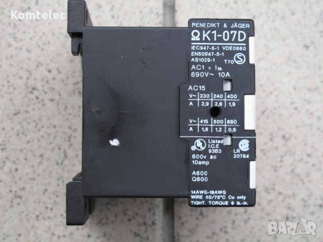 Контактор Benedikt Jaeger K1-07D22E, снимка 3 - Друга електроника - 27781365