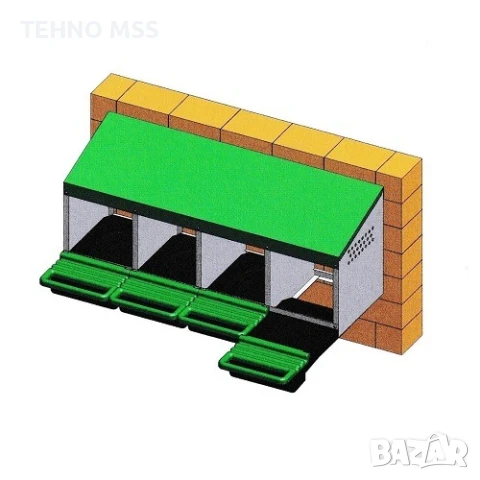 Полог с колектор, Гнездо за кокошки с 4 отделения #39502, снимка 3 - За птици - 51062932