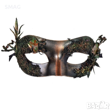 Карнавална маска черно-бронзова с листа_1173274