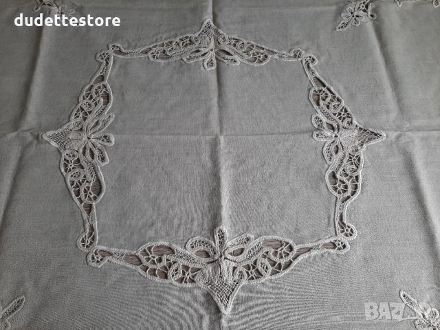 Покривка за маса, рязана бродерия ленена лен , снимка 5 - Покривки за маси - 32582234