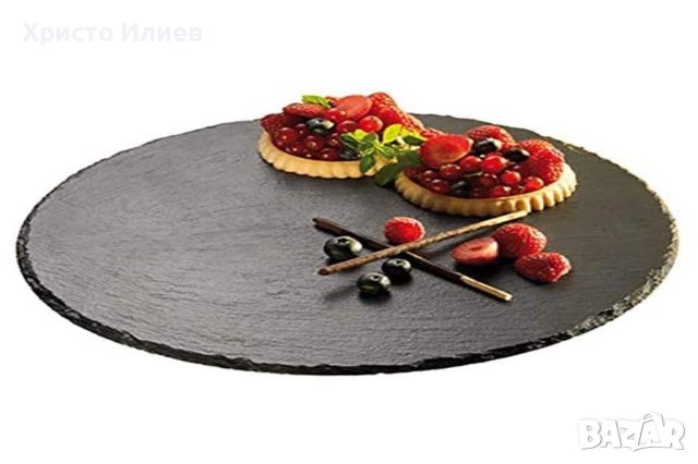 Въртящо се каменно плато за сервиране кръгло 32 cm Каменна плоча за сервиране , снимка 1 - Аксесоари за кухня - 44049167