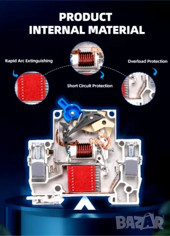 Автоматичен прекъсвач AC MCB 2P 230V 400V 6KA, снимка 7 - Друга електроника - 49914324