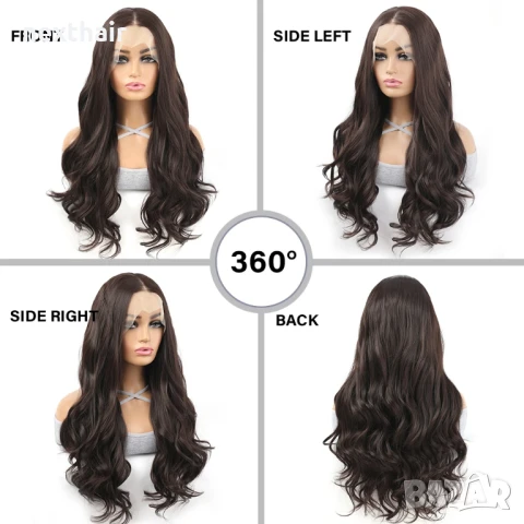 Висококачествена кафява дантелена перука 13*4, снимка 4 - Аксесоари за коса - 51403199