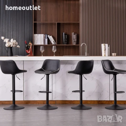 ПРОМОЦИЯ Бар столове с регулируема височина и атрактивен дизайн, к-т от 2бр YOUNIKE YOK-1929-BK-DE, снимка 4 - Столове - 50770520