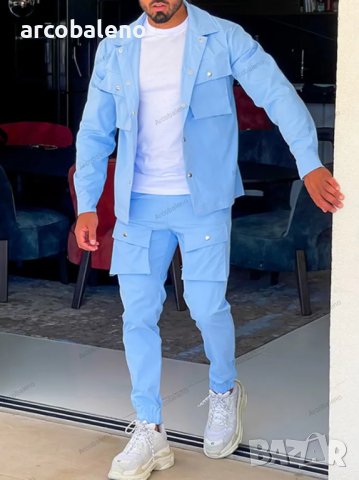 Мъжки ежедневен едноцветен комплект от две части, 4цвята , снимка 5 - Други - 43506590