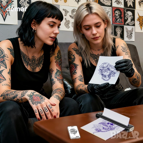 Преносим безжичен принтер за шаблони за татуировки Rongta A4, черен, снимка 8 - Принтери, копири, скенери - 52706362