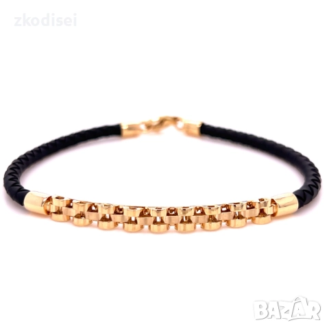 Златна гривна с кожа 5,10гр. 20,5см. 14кр. проба:585 модел:33680-2