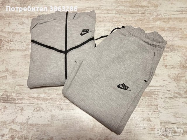 Нов мъжки сив екип Nike Tech Fleece, снимка 1 - Спортни дрехи, екипи - 42994067