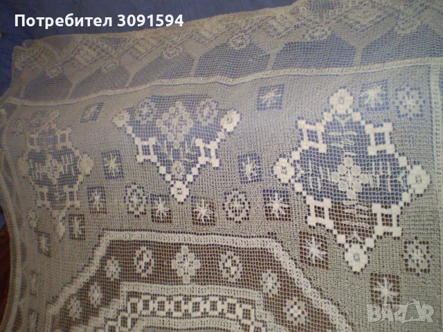 Винтич ръчно плетена покривка за легло филе дантела, снимка 4 - Антикварни и старинни предмети - 48184755
