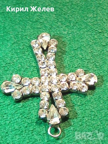 ВИНТИДЖ АРТ КРЪСТ с БЛЕСТЯЩИ ФАСЕТИРАНИ КРИСТАЛИ 3252, снимка 6 - Колиета, медальони, синджири - 30523591