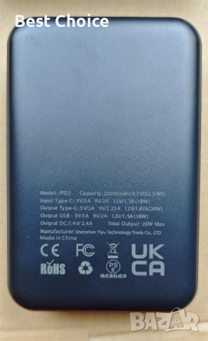 външна батерия Safe Speed Portable Power Bank, модел PD2 25000mAh, снимка 6 - Външни батерии - 52570084