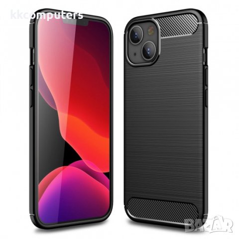 Силиконов кейс MBX Carbon, За iPhone 14 (6.1), Черен