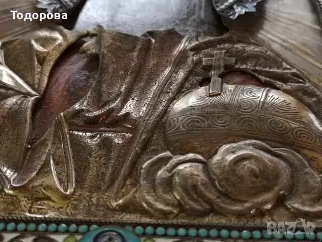 Лот сребърни икони Царска Русия,икона ,емайл/златна сребърен сребро 84/12000 евро, снимка 6 - Икони - 51951319