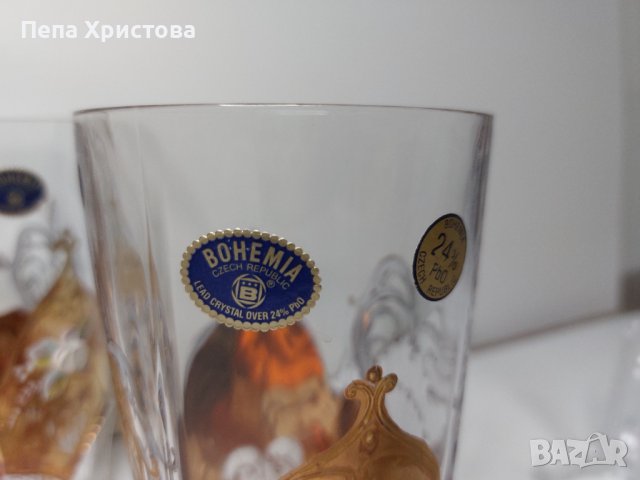 Комплект от оловен чешки кристал Бохемия , снимка 3 - Чаши - 43913428