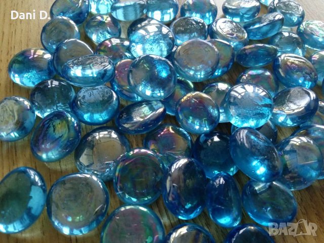 стъклени светлосини перли, снимка 2 - Други - 43340015