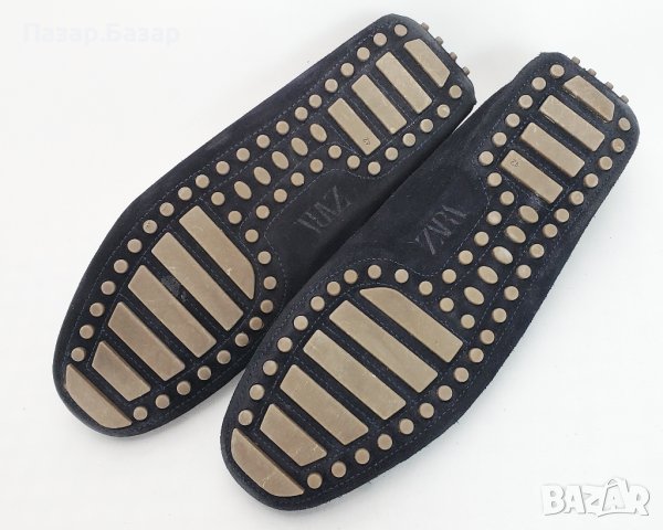 ZARA Велурени Мокасини Велур Естествена Кожа Обувки Тъмно Сини 42-42.5 27cm, снимка 5 - Мокасини - 39784627