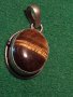 ПРЕКРАСЕН СТАР ПОСРЕБРЕН ТИГРОВО ОКО МЕДАЛЬОН 12263, снимка 4