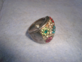 МНОГО КРАСИВ СТАР ФЛОРАЛЕН КРИСТАЛЕН МЕДЕН ПОСРЕБРЕН АРТ ПРЪСТЕН 9914, снимка 6