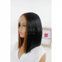 Къса права черна лейс фронт перука Лина с кестеняви кичури, снимка 7