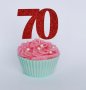70 години рожден ден юбилей мек брокатен червен топер къса клечка за украса мъфини торта