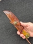 Уникален ловен нож дамаска стомана,фултанг с кожена кания LN422, снимка 12