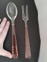 Винтидж кристални розови стъклени прибори за сервиране на салата (лъжица и вилица). , снимка 3