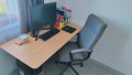 Бюра бамбук крака метал и офис столове сиви кафеви плат меш маса, снимка 1 - Бюра - 43987955