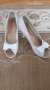 Нови Бели отворени обувки токчета на панделка естествена кожа, снимка 1