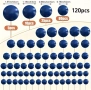 120 броя тъмно сини топчета топки на тел от стиропор за декорация на торта , снимка 1