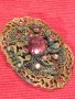 ФИЛИГРАННА 20-те ГОДИНИ БРОШКА с АМЕТИСТ КАМЪНИ БРОНЗОВА 14201, снимка 2