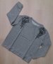 Широка блуза от плътно трико с бродерия и пайети на рамото, снимка 1 - Блузи с дълъг ръкав и пуловери - 34772015