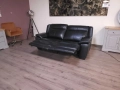 Черен кожен диван тройка с електрически релаксиращ механизъм, снимка 4