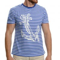 Нова мъжка класическа моряшка тениска с Голяма Котва, снимка 1 - Тениски - 37662292