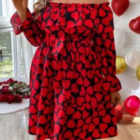 Дизайнерска Черна Рокля на Червени Ярки Сърчица Фламенко , снимка 6 - Рокли - 43299098