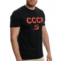 Нова черна мъжка тениска с трансферен печат СССР, Русия, снимка 8 - Тениски - 37673788