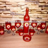 Подарък за фен на ЦСКА- ръчно изработена бутилка с логото отбора, снимка 4 - Подаръци за мъже - 38494176