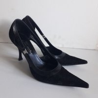 Черни обувки на ток, 39 номер , снимка 1 - Дамски елегантни обувки - 37991614