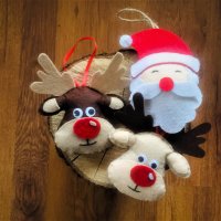 Коледна декорация / Коледни играчки за елха от филц ръчна изработка дядо Коледа , снимка 2 - Декорация за дома - 34909882