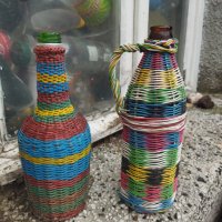 Ръчно плетени шишета за декорация , снимка 4 - Декорация за дома - 38978105