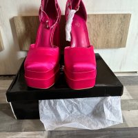 Цикламени обувки на ток и платформа, снимка 5 - Дамски обувки на ток - 43647377