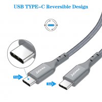  JYDMIX USB C към USB C кабел, PD 3.0 - 20 V/3 A 60 W, 2 метра, найлонова оплетка, бързо зареждане, снимка 6 - USB кабели - 40121997