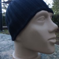 Черна плетена шапка без подгъв, снимка 1 - Шапки - 42958308