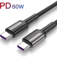 Кабел USB C към USB C 60W PD/QC3.0 20V/3A - бързо зареждане , снимка 1 - USB кабели - 28765396
